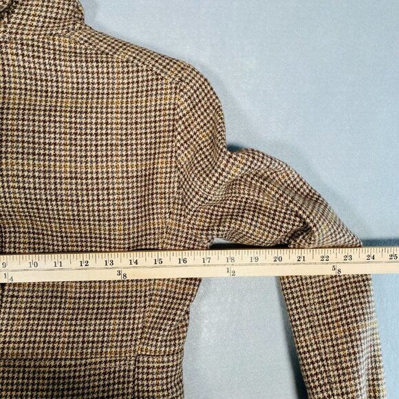 J Crew Blazer Womens Brown Wool Blend Houndstooth Jacket Ruffle - Picture 9 of 12